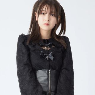 アンクルージュ(Ank Rouge)のJamieエーエヌケー☆最新☆新品☆完売☆ブラックチェリーレーストップス☆(カットソー(長袖/七分))