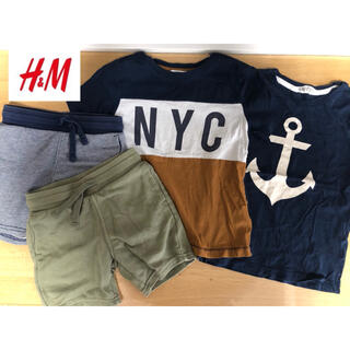 エイチアンドエム(H&M)のH&M 104〜110cm Tシャツ　ハーフパンツ　4点セット(Tシャツ/カットソー)