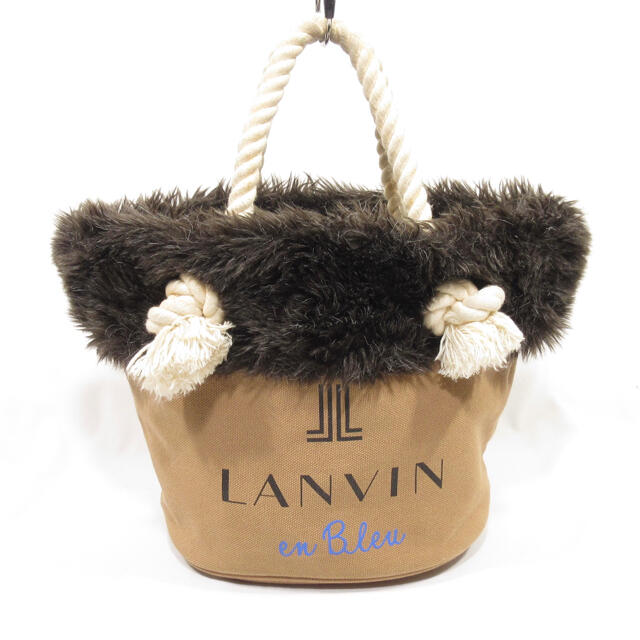 美品■ LANVIN en Bleu ランバン ファー トートバッグ 可愛い