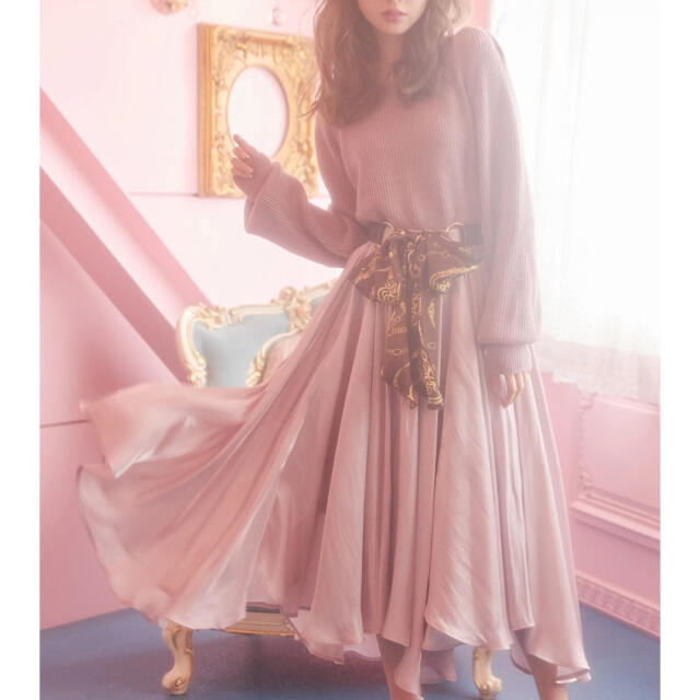 MIIA(ミーア)のMIIA💄光沢ボリュームスカート サテン ピンク レディースのスカート(ひざ丈スカート)の商品写真