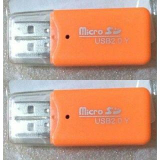 ♪2個★USB カードリーダー USB2.0 変換アダプター オレンジ(PC周辺機器)