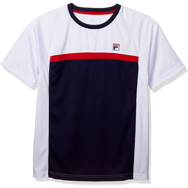 FILA(フィラ)のFILA フィラ テニスウェア 半袖ゲームTシャツ白紺 メンズM 新品 スポーツ/アウトドアのテニス(ウェア)の商品写真