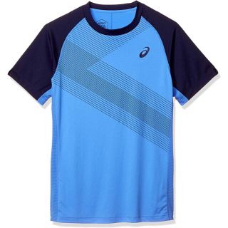 アシックス(asics)のasics アシックス テニスウェアCLUBグラフィック半袖シャツ青メンズL新品(ウェア)