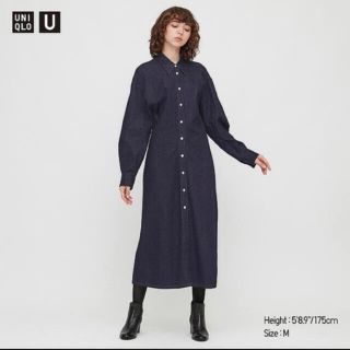 ユニクロ(UNIQLO)のこまりん様専用☆ユニクロU ロングデニムシャツワンピース(ロングワンピース/マキシワンピース)