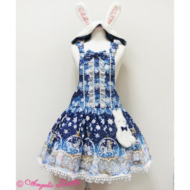 Angelic Pretty☆snow dome柄サロペット ネイビーワンピース