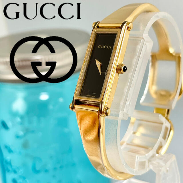 Gucci(グッチ)の254 グッチ時計　新品電池　1500 ゴールド　ハングルタイプ　スクエア レディースのファッション小物(腕時計)の商品写真