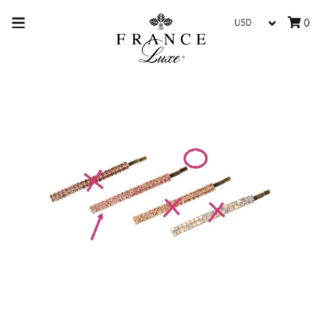 フランスラックス　ヘアピン　1本　ボビーピン　france luxe レディースのヘアアクセサリー(ヘアピン)の商品写真