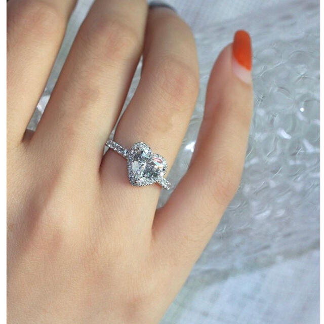 指輪 リング ハート 大粒 ダイヤモンドCZ K18 大きいサイズ レディースのアクセサリー(リング(指輪))の商品写真