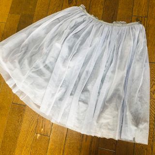 ライトグレー　チュール スカート(ひざ丈スカート)