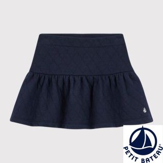 プチバトー(PETIT BATEAU)の【新品】プチバトー  12ans チュビックキルティングスカート ネイビー(スカート)