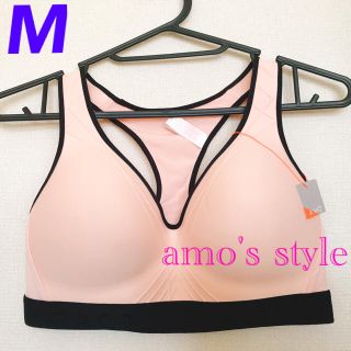 アモスタイル(AMO'S STYLE)のトリンプ　アモスタイル　スポーツブラ　スポブラ　薄ピンク×ブラック　Mサイズ(ブラ)