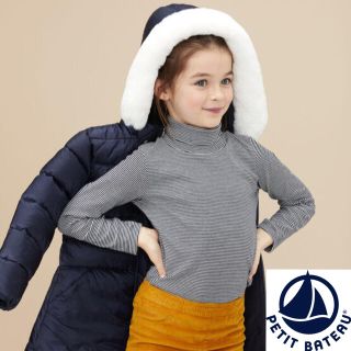 プチバトー(PETIT BATEAU)の【新品】プチバトー  4ans ミラレタートルネック長袖Tシャツ(Tシャツ/カットソー)