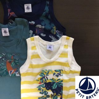 プチバトー(PETIT BATEAU)の【新品】プチバトー 6ans プリントタンクトップ3枚組(下着)