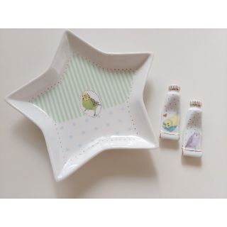 ハンドメイド インコ 星型プレート 絵の具 箸置き(カトラリー/箸)