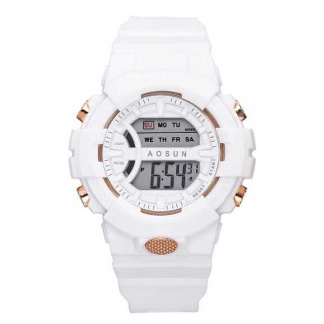 新品 ＡＯＳＵＮ レディースガールズ 腕時計デジタル多機能LED ホワイトの通販 by pico's shop｜ラクマ