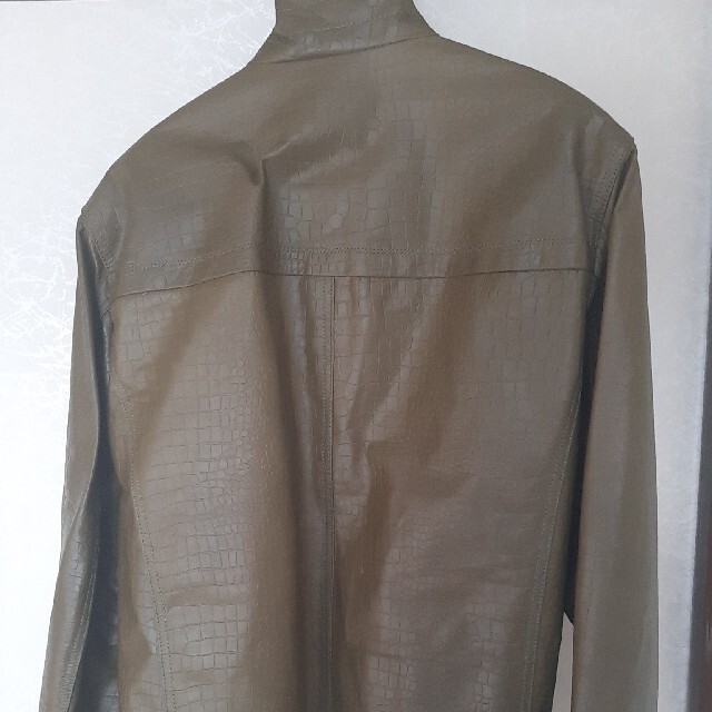 レザージャケット メンズ 韓国製 深緑 東大門 メンズのジャケット/アウター(レザージャケット)の商品写真
