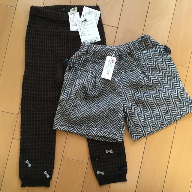 キムラタン(キムラタン)のショートパンツ100・ニットレギンス95 ２点セット キッズ/ベビー/マタニティのキッズ服女の子用(90cm~)(パンツ/スパッツ)の商品写真