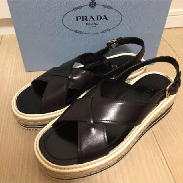 サンダルPRADA 新品未使用 プラダ サンダル 39 エスパドリーユ