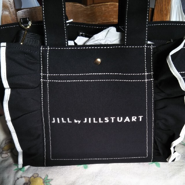 JILL by JILLSTUART(ジルバイジルスチュアート)のフリルキャンバストートブラック大きいサイズ新品未使用 レディースのバッグ(トートバッグ)の商品写真