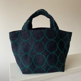 ミナペルホネン(mina perhonen)のミナペルホネン　ハンドメイドミニトート タンバリン(navy×green)(バッグ)