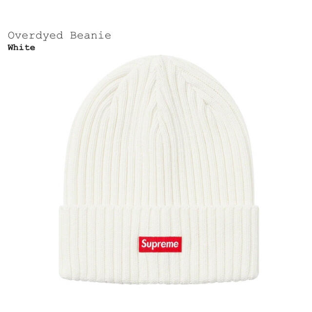 シュプリームsupreme Overdyed Ribbed Beanie 白　新品未使用