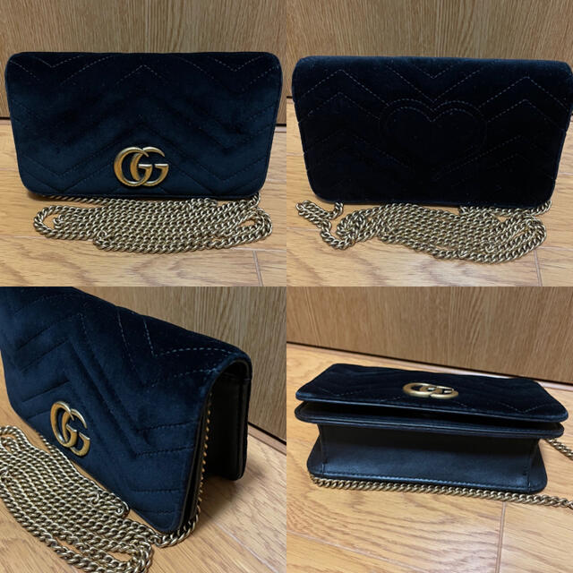 Gucci(グッチ)のGucci ベルベット ミニ ショルダーバッグ ブラック レディースのバッグ(ショルダーバッグ)の商品写真