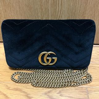 グッチ(Gucci)のGucci ベルベット ミニ ショルダーバッグ ブラック(ショルダーバッグ)