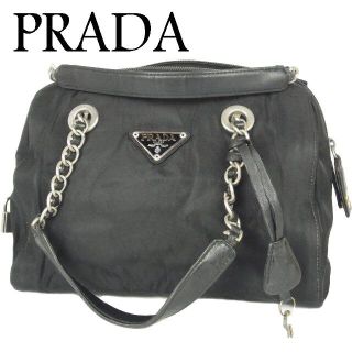 プラダ(PRADA)のプラダ PRADA ロゴ テスート ナイロン×レザー チェーン ハンド バッグ(ハンドバッグ)