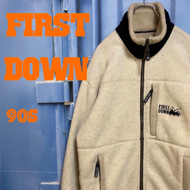 90s old ファーストダウン ボアジャケット ゆるだぼ ワンポイント 古着