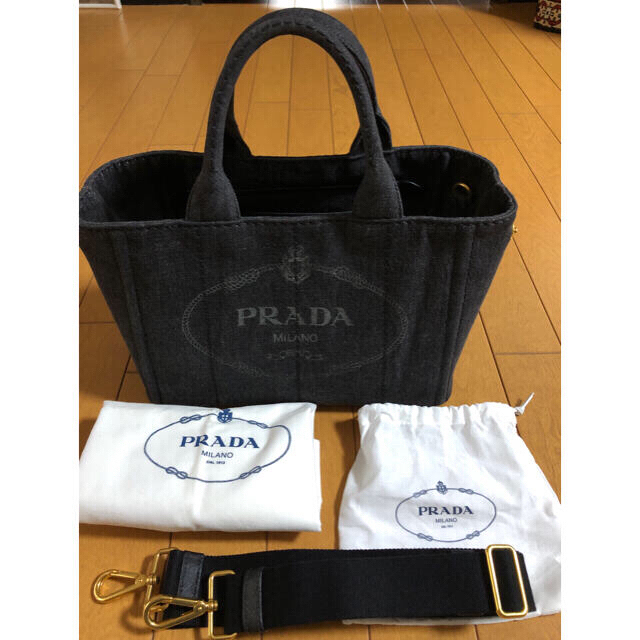 プラダ　PRADA カナパ　ブラックデニムトート　1BG439バック