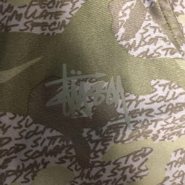 STUSSY(ステューシー)の【良品】stussy パーカー　フルジップ　L  くすみグリーン　カモフラ メンズのトップス(パーカー)の商品写真