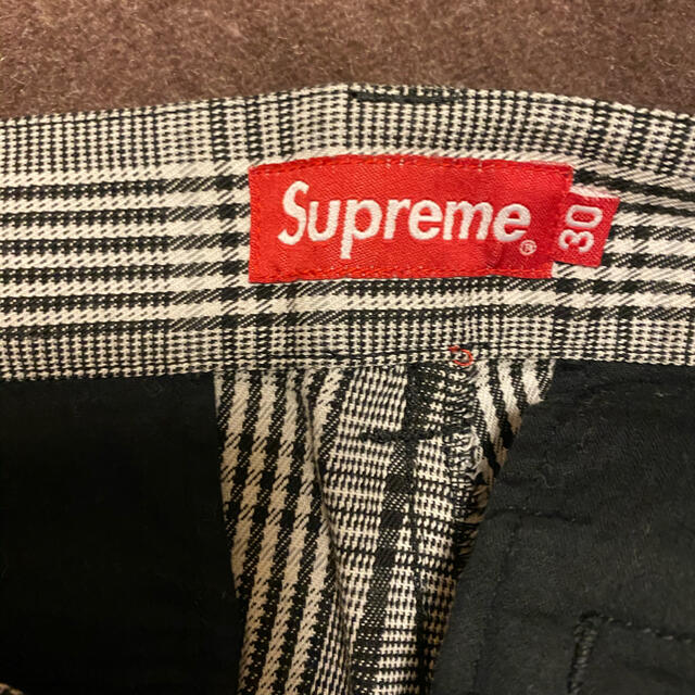 18ss supreme work pant black plaid 30