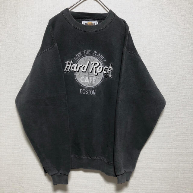 ハードロックカフェ スウェット トレーナー 黒銀 90s 刺繍