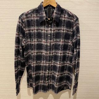 クロムハーツ(Chrome Hearts)の希少クロムハーツ　クロスレザーパッチ柄チェックシャツ(シャツ)