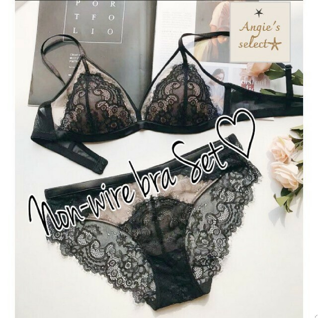 イチオシ♡Lsize✨!黒レース ✨ ノンワイヤー ブラ&ショーツ セット♡の通販 by Angie's select𓇼|ラクマ イチオシ♡Lsize✨!黒レース ✨ ノンワイヤー ブラ&ショーツ セット♡の通販 by Angie's select𓇼|ラクマ