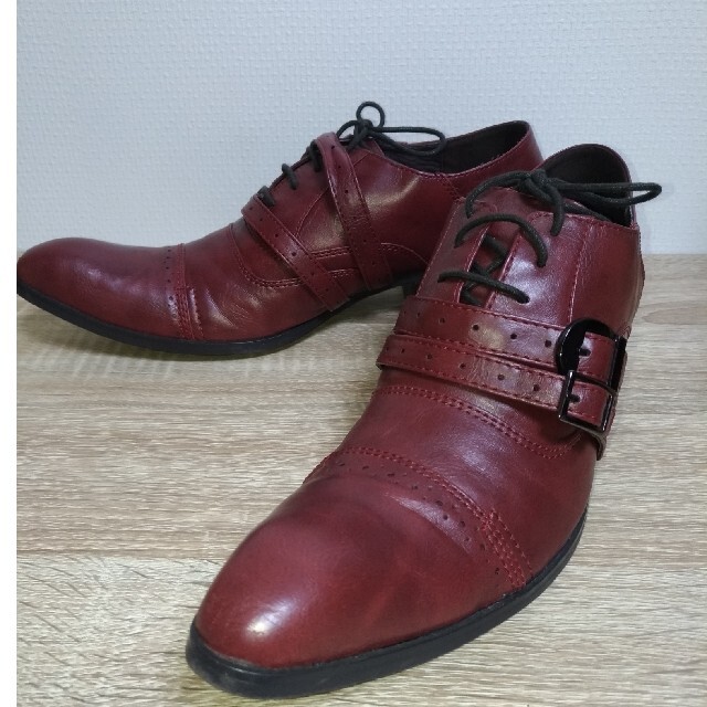 MK MICHEL KLEIN homme(エムケーミッシェルクランオム)のMICHEL KLEIN homme PARIS朱茶色革靴41  25cm メンズの靴/シューズ(ドレス/ビジネス)の商品写真