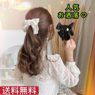 ヘアクリップ★パール ヘアアクセサリ　リボン　上品　韓国風　通勤用　おしゃれ(ヘアピン)