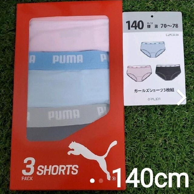 PUMA(プーマ)の新品♡プーマ🍒140 ガールズショーツ3枚組 キッズ/ベビー/マタニティのキッズ服女の子用(90cm~)(下着)の商品写真