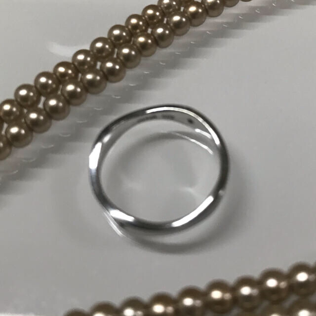 リング指輪 ウェーブダイヤモンド リング 刻印有りsilver D0,02ct