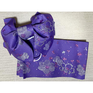 浴衣　作り帯　紫(浴衣帯)