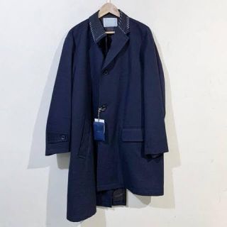 カラー(kolor)のkolor 19aw アシンメトリーコート　ネイビー　サイズ2(ステンカラーコート)