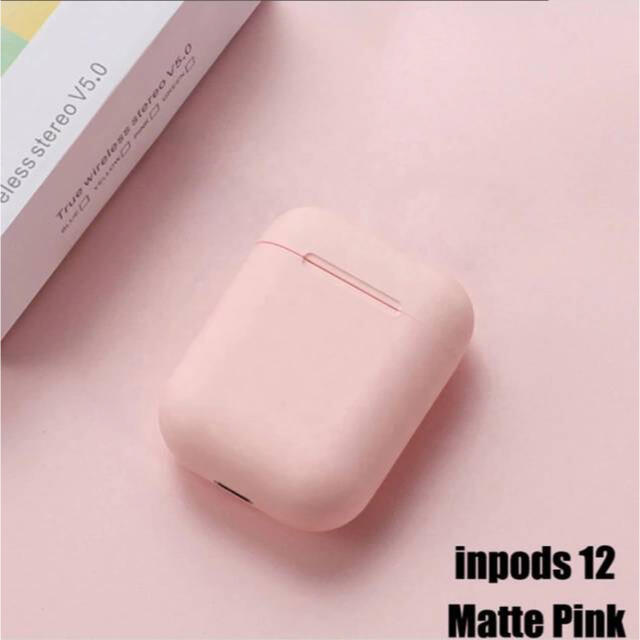 ピンク イヤホン Bluetooth ワイヤレスイヤホン inpods12  スマホ/家電/カメラのオーディオ機器(ヘッドフォン/イヤフォン)の商品写真