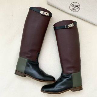 エルメス(Hermes)の希少 美品 HERMES エルメス ジャンピングブーツ ブラック ロングブーツ (ブーツ)