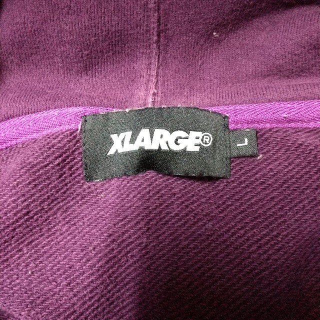 XLARGE スウェット パーカー フーディー 紫 刺繍 ロゴ 3