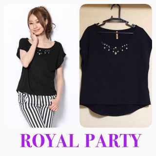 ロイヤルパーティー(ROYAL PARTY)のロイパ♡ビジューカットトップス(カットソー(半袖/袖なし))