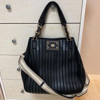 【美品】ANYA HINDMARCH ハンドバッグ バイカラー レザー 茶×黒