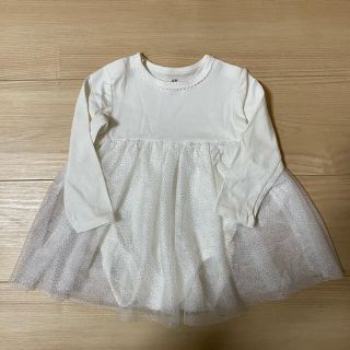 エイチアンドエム(H&M)のH &M   チュール付きロンパース　フォーマル　女の子　サイズ70(ロンパース)