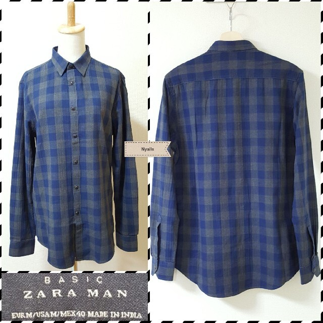 ZARA(ザラ)のZARA MAN★ヴィンテージ★チェック柄★ライトネルシャツ★長袖シャツ★青★灰 メンズのトップス(シャツ)の商品写真