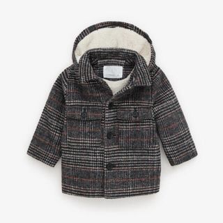 ザラキッズ(ZARA KIDS)の新品  ZARA  ボア生地裏地付きチェック柄コート 98cm(コート)