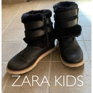 ザラキッズ(ZARA KIDS)のZARA KIDS ショートファーブーツ 22.5cm ブラック(ブーツ)